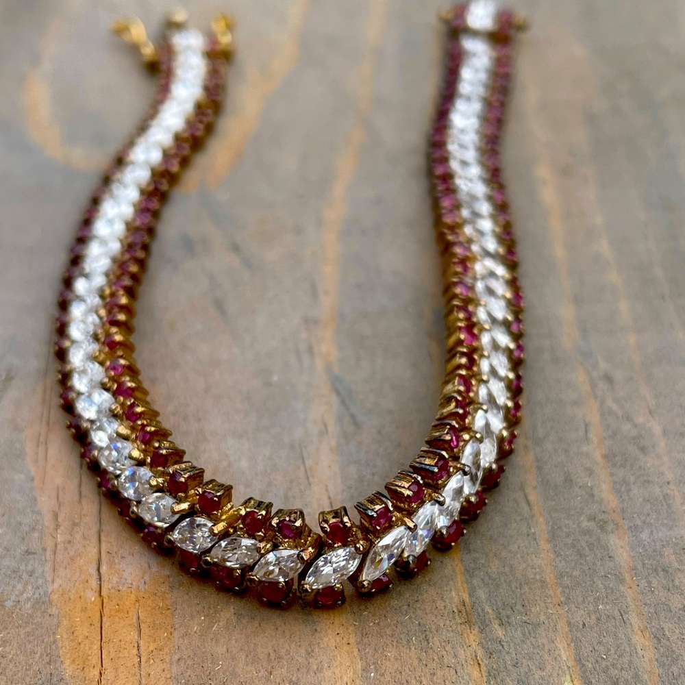 14k Gold Plated Garnet Bracelet